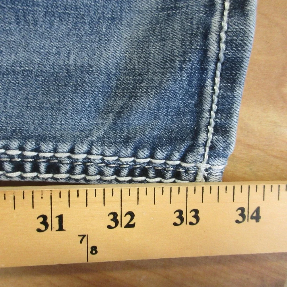 ROCK REVIVAL‎ Nancy Bootcut Jeans Womens 30 Blue Denim Fleur-de-lis Rhinestone